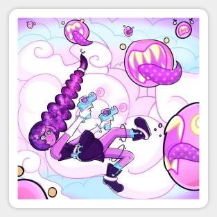 Space Princess Fighting Monsters Magnet